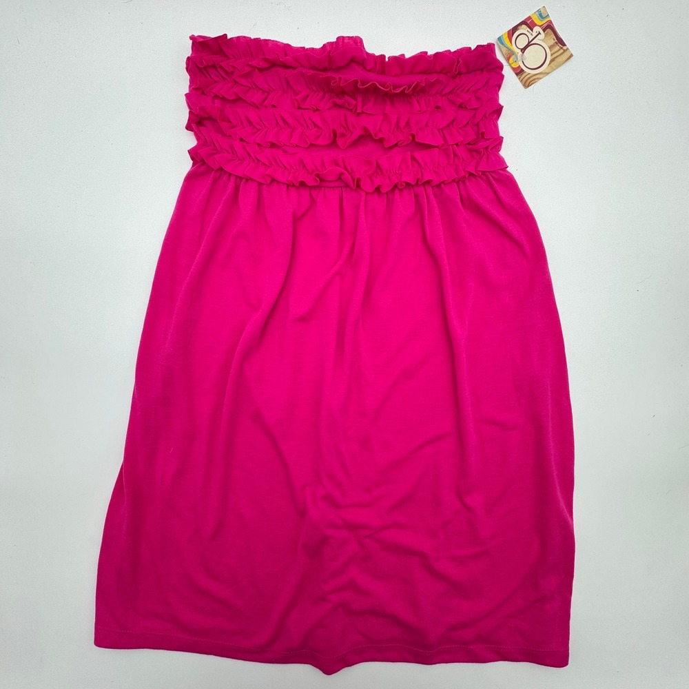 OP Fuchsia Pink Ruffle Bandeau Swim Cover‎ Up Dress Women's Small 3-5 NWT